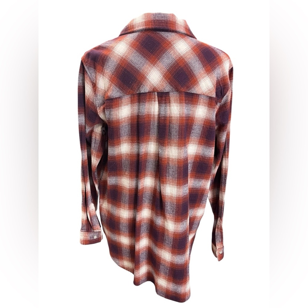 GAP Moana Plaid Button Down Shirt Rust/Burgundy —… - image 4